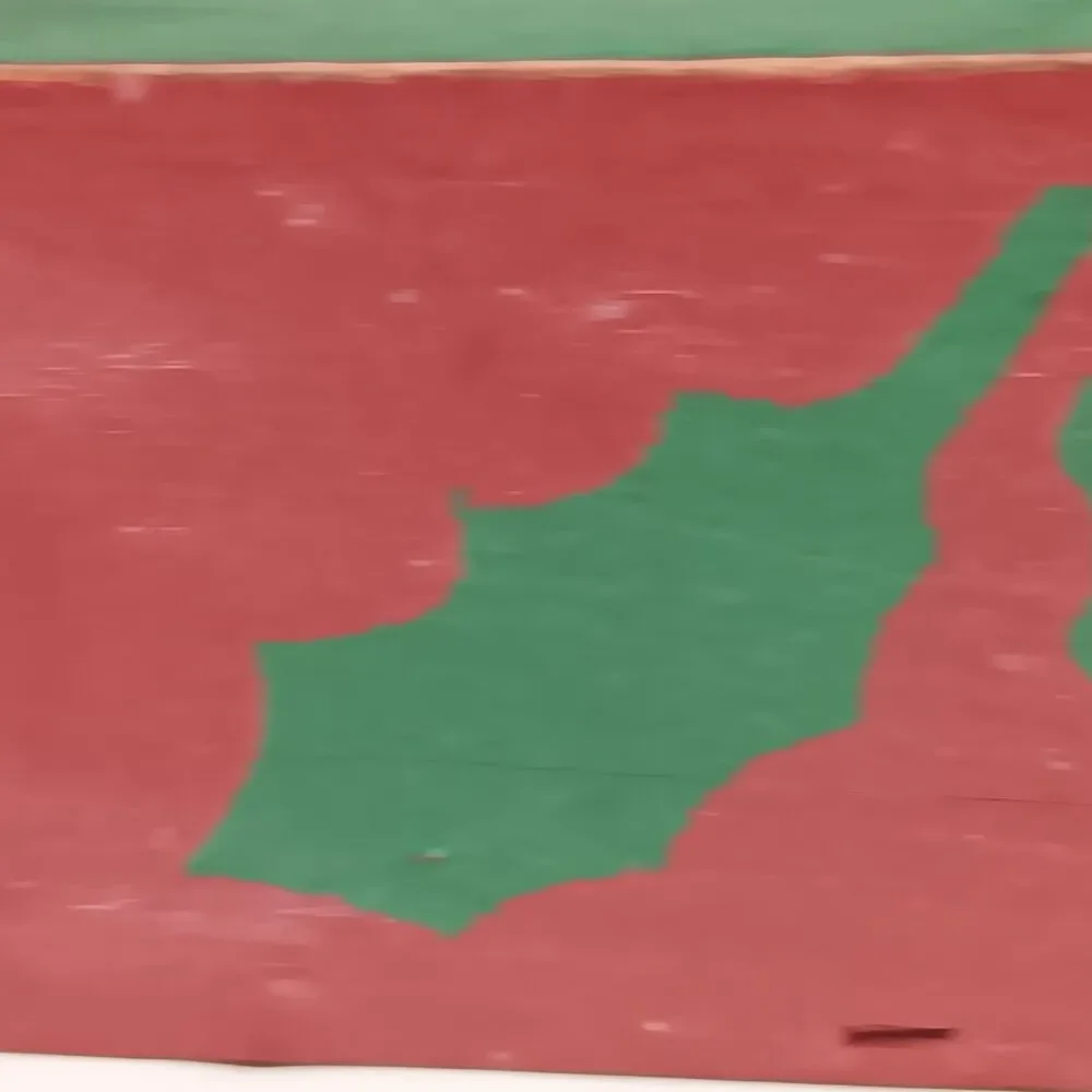Wood Christmas Basket Red & Green Holly Leaves Design Rectangle With Handle